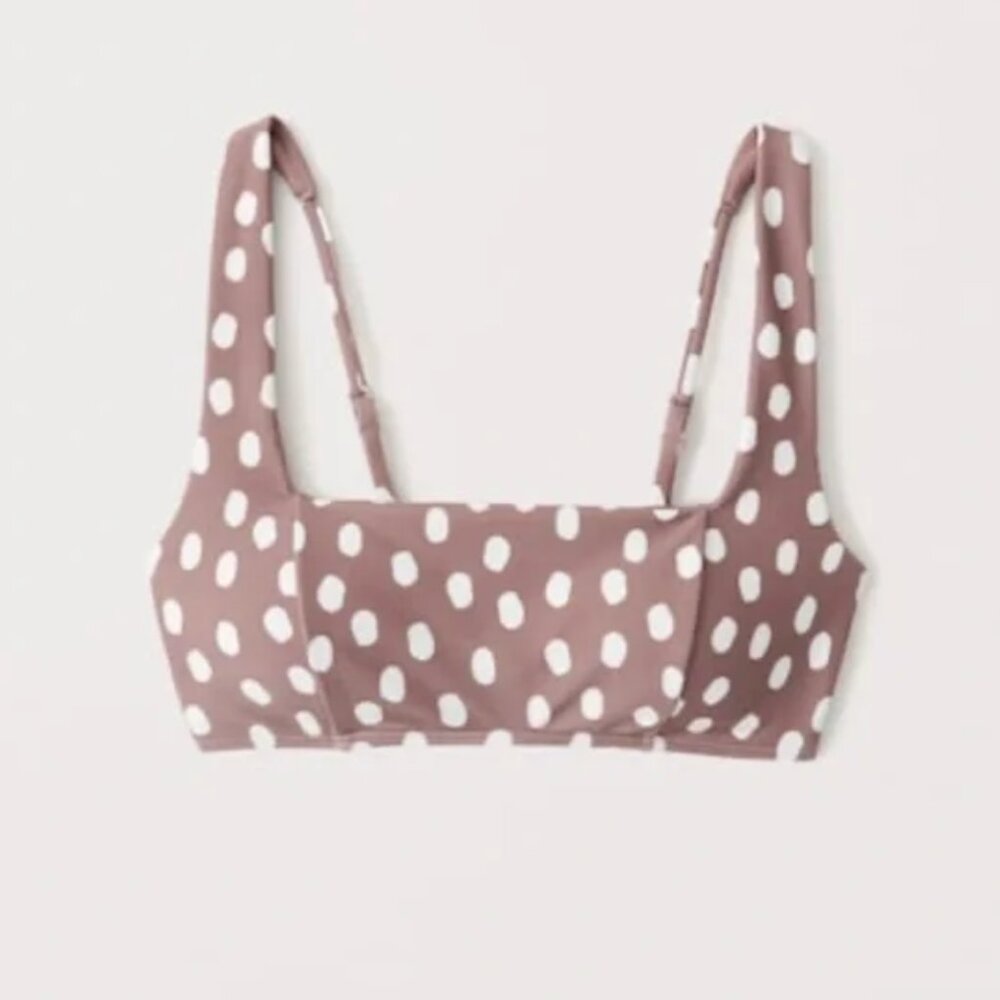 Abercrombie & Fitch Polka Dot Printed Wide Strap Square Neck Bikini Top XS